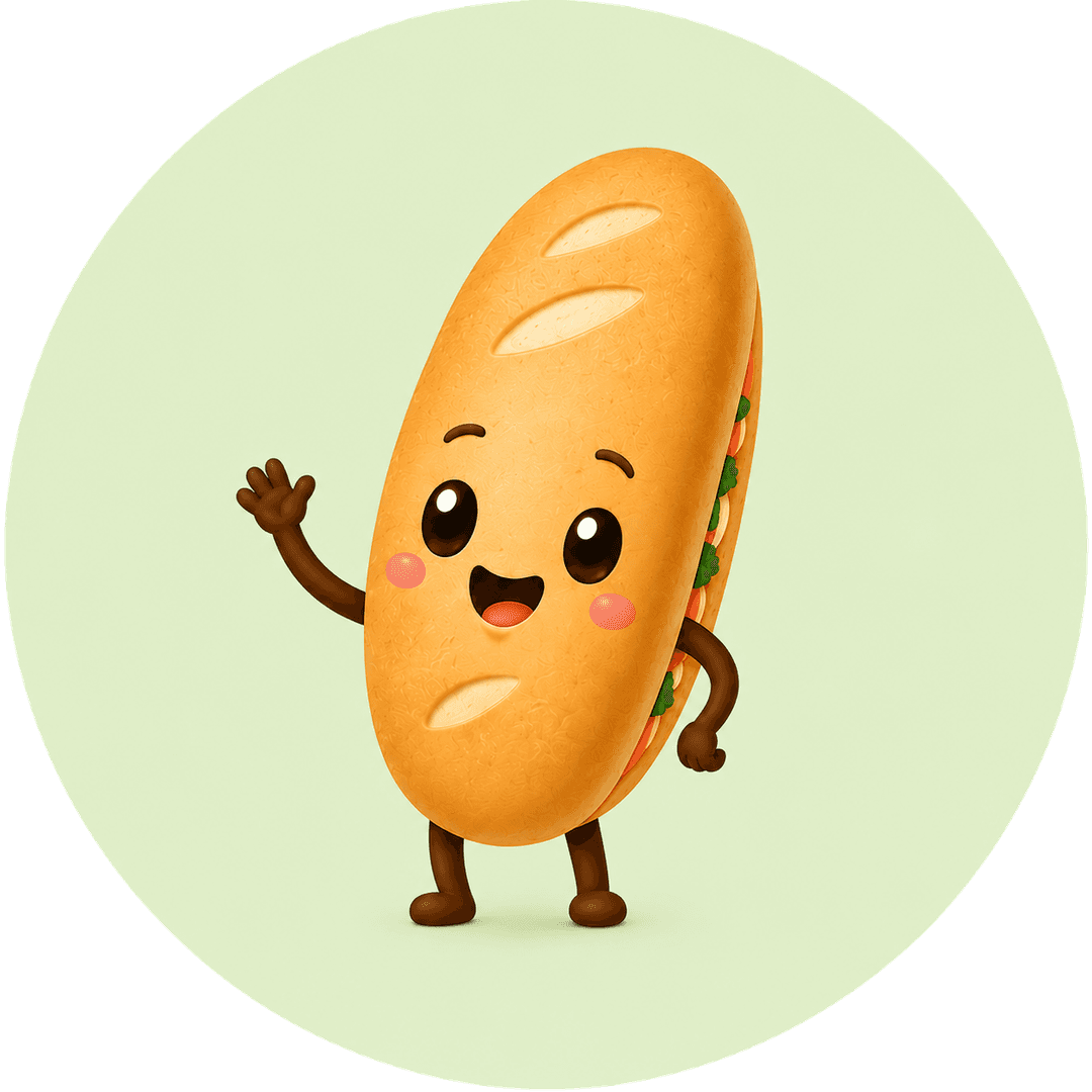 Friendly bánh mì mascot